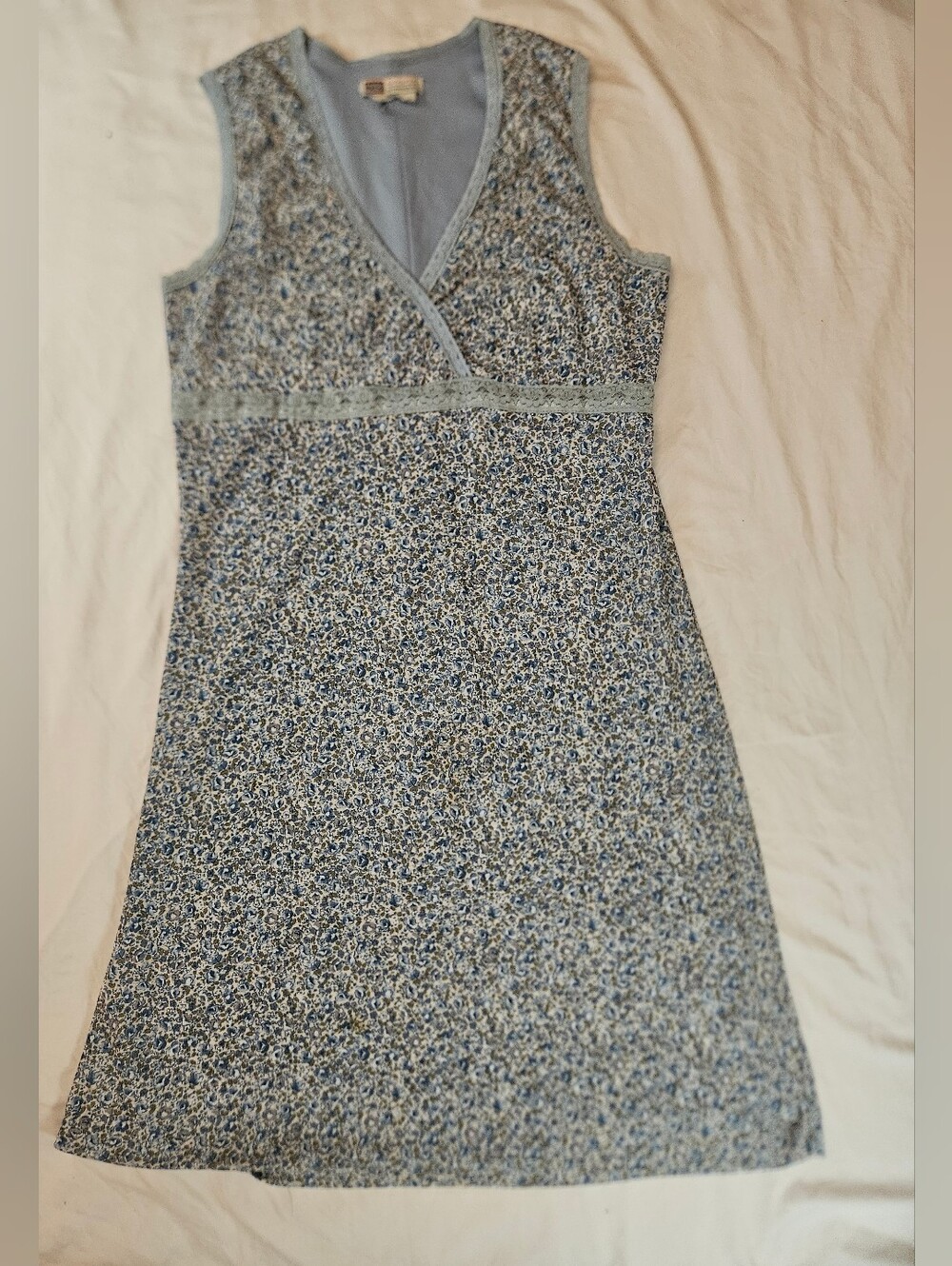 Faded Glory Womens Blue.Floral Sleeveless V-neck Wrap Bodice Dress Size Small